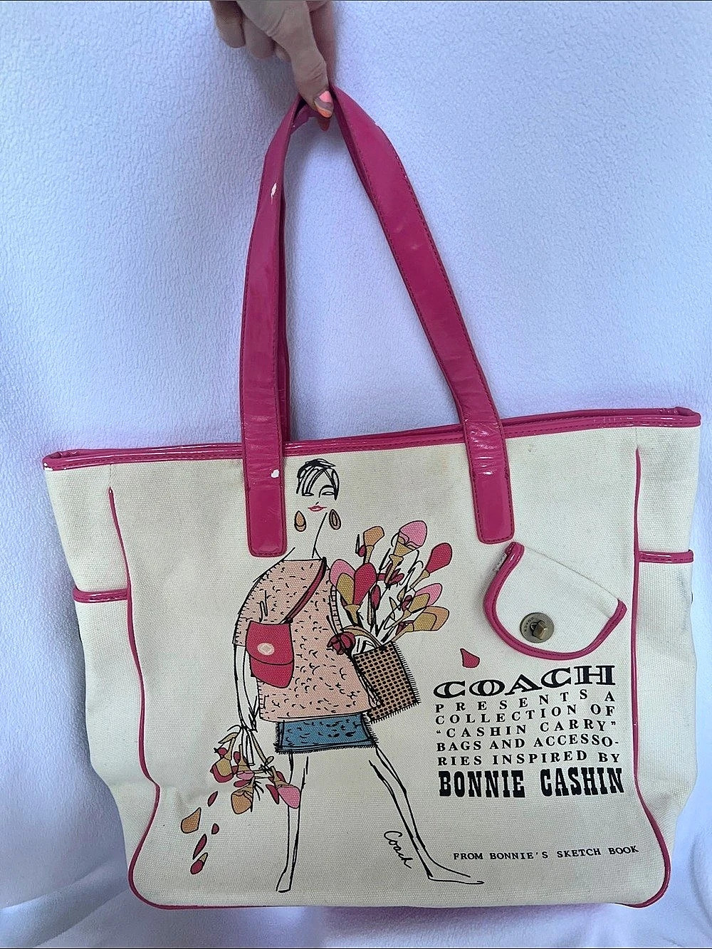 Coach Bonnie Cashin Sketch Book Tote Cream & Pink
